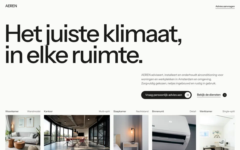 Homepage van AEREN Klimaattechniek