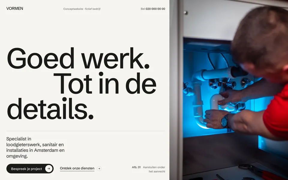 Homepage van VORMEN Loodgieterswerk