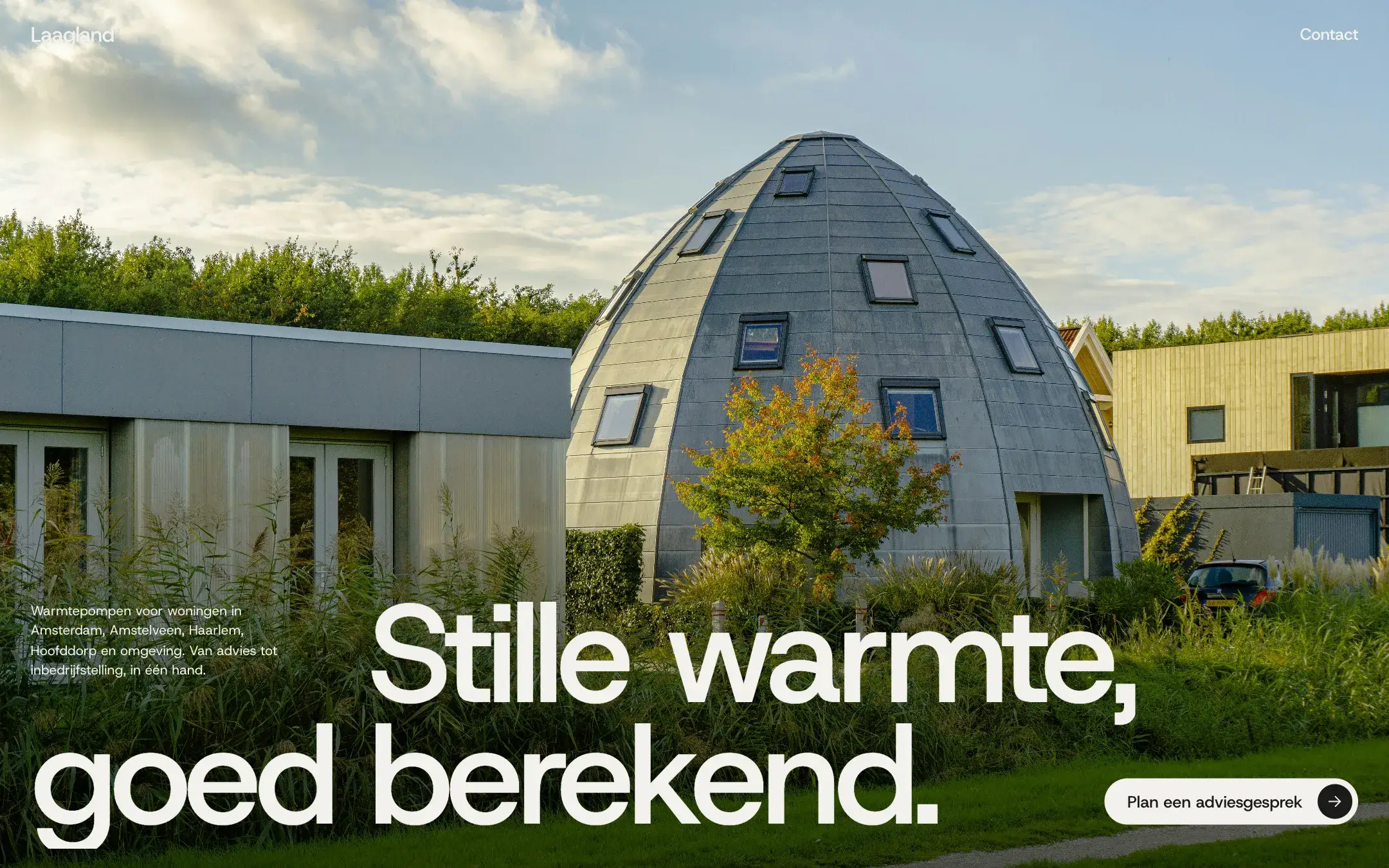 Homepage van Laagland Installatietechniek, conceptwebsite voor warmtepompen